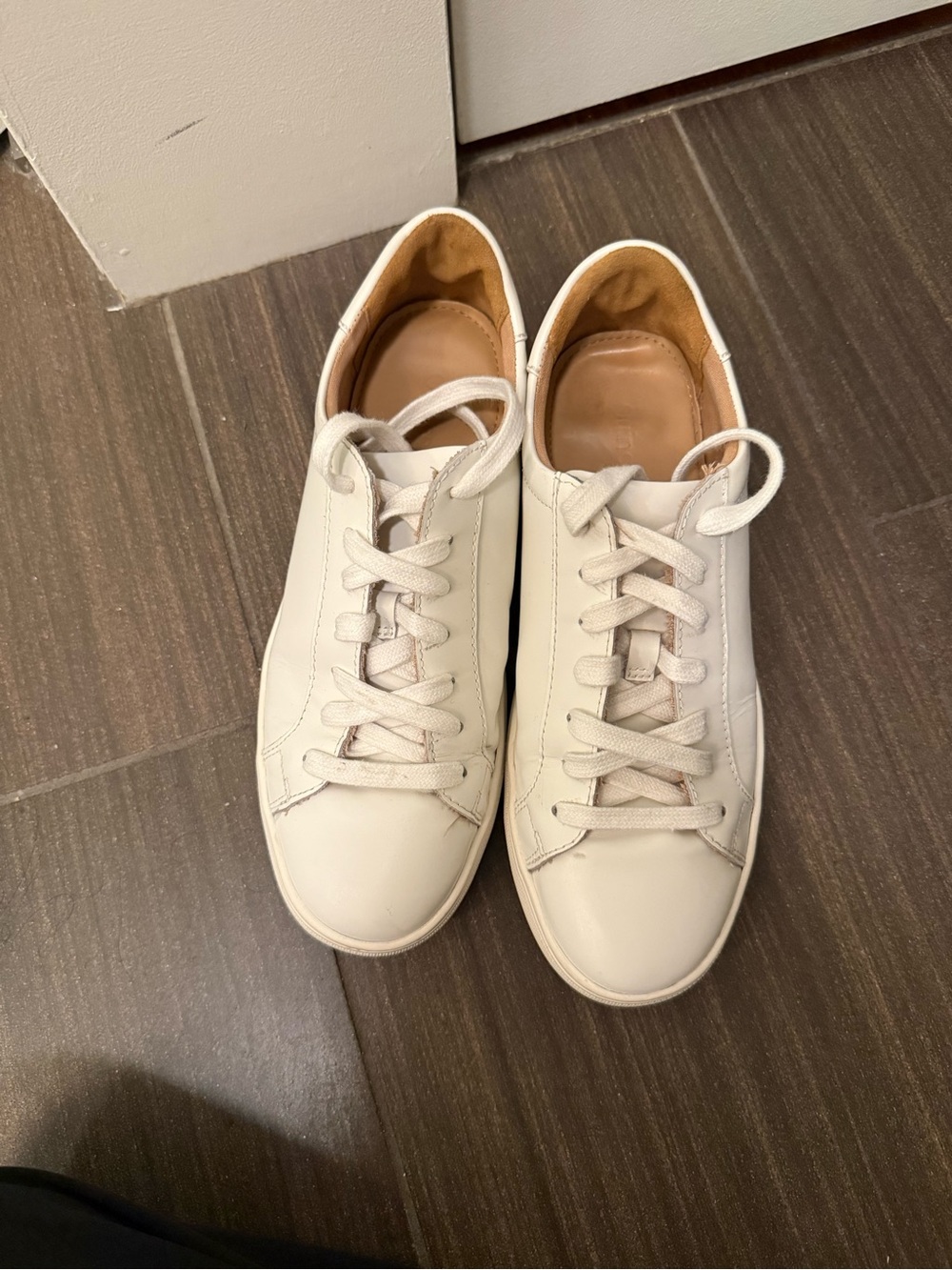 Women's Classic White Leather Sneakers - Picture 2 of 5